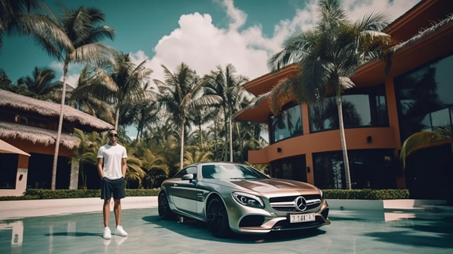 rggameschannel Create a photo of a person next to a luxury impo 43ebf67c 2e39 46a9 9dec 6d701ff77a84