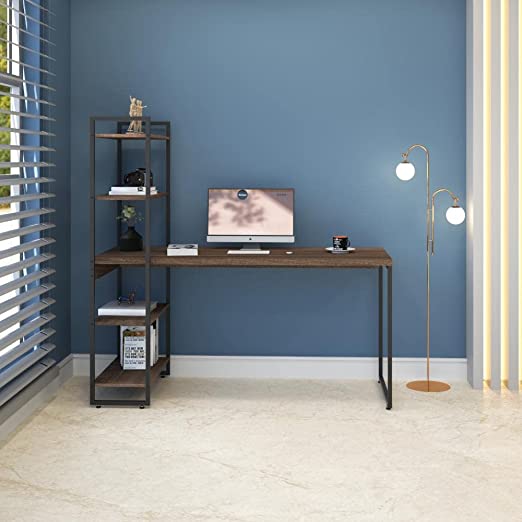 mesa de trabalho funcional com prateleiras