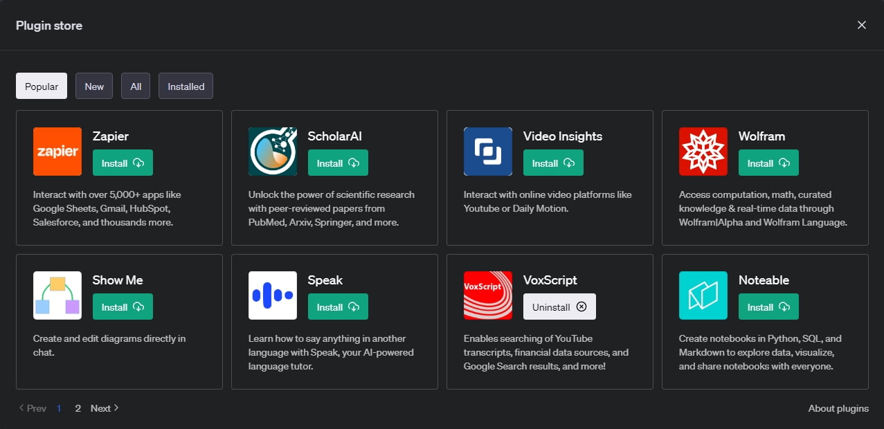 plugins store chatgpt